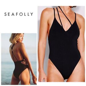 New. SEAFOLLY black one piece. Retails $197. Size 8